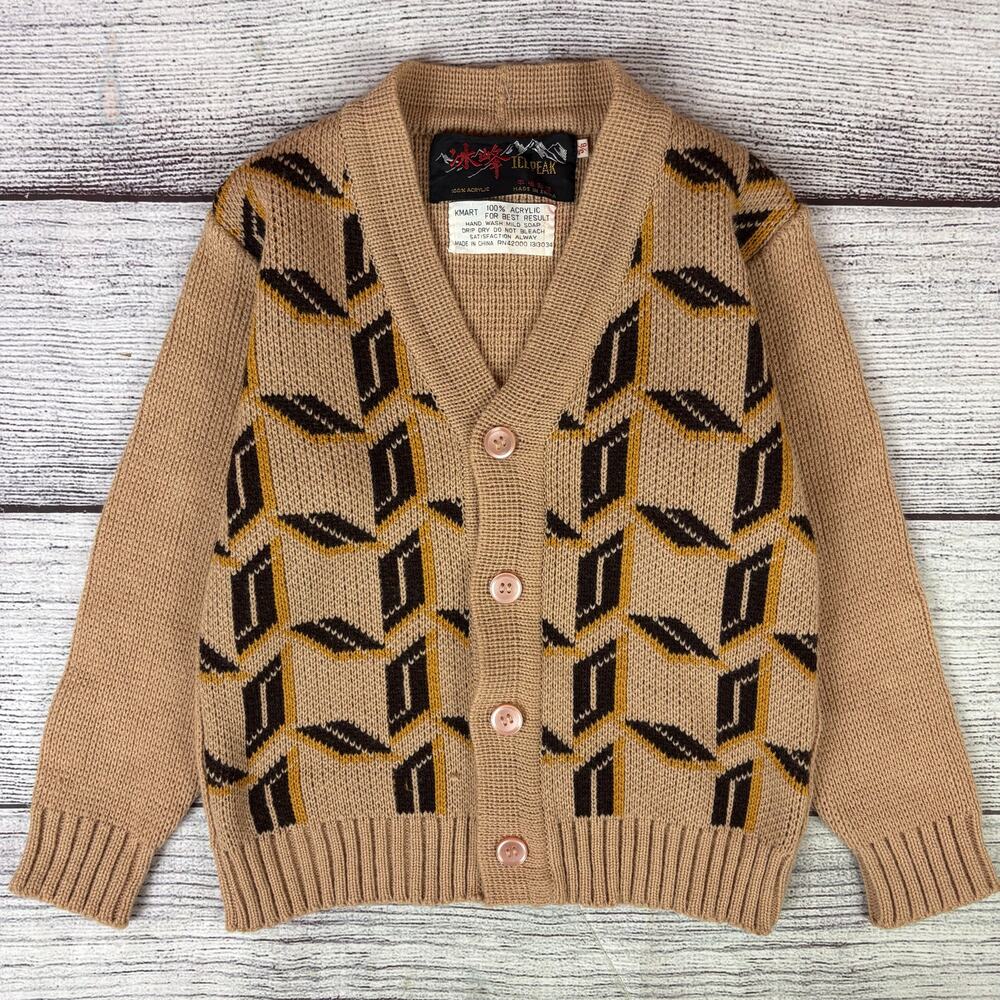 Vintage 1980s Ice Peak Brown Cardigan Sweater
